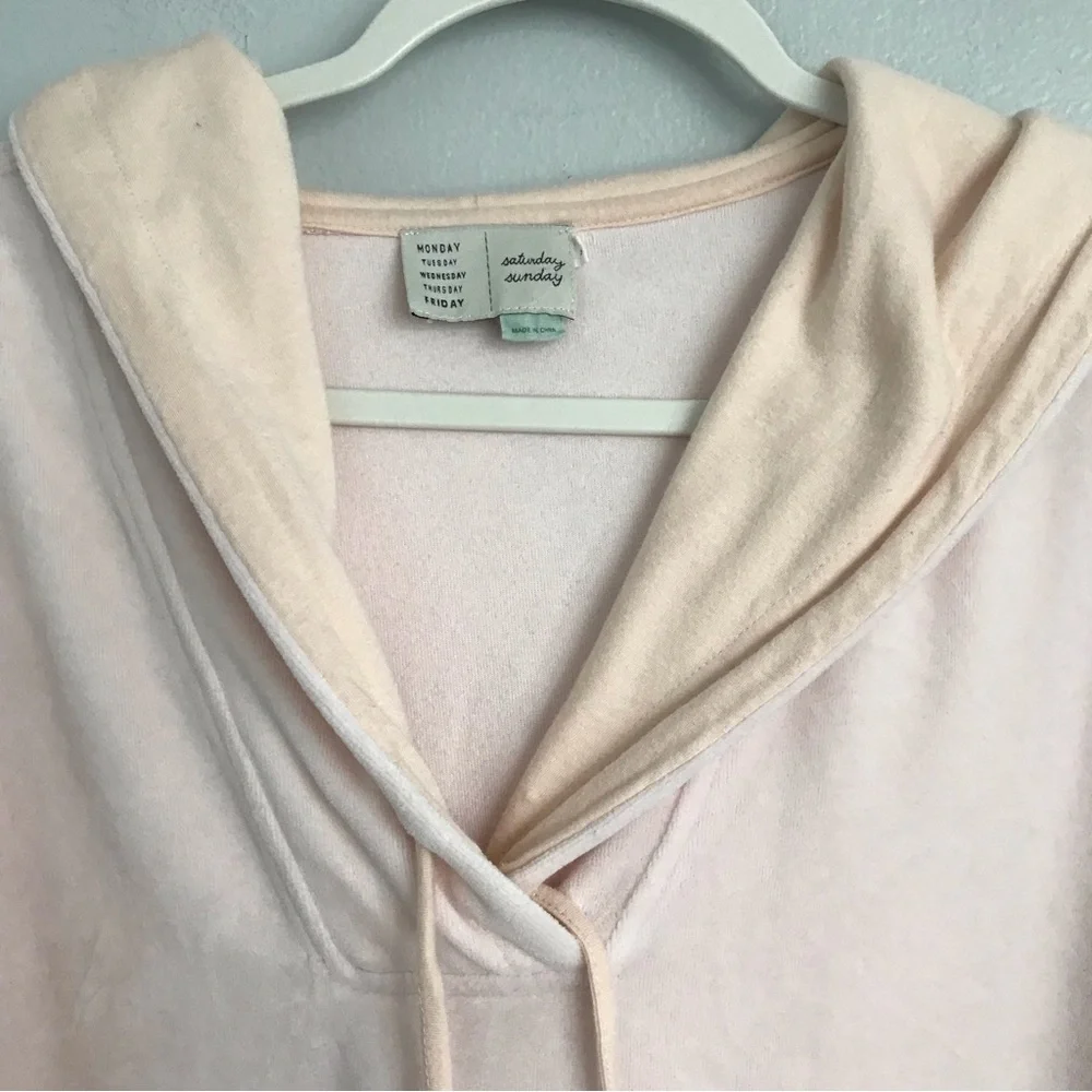 Anthropologie Saturday Sunday Velour Cropped Hoodie Sweatshirt